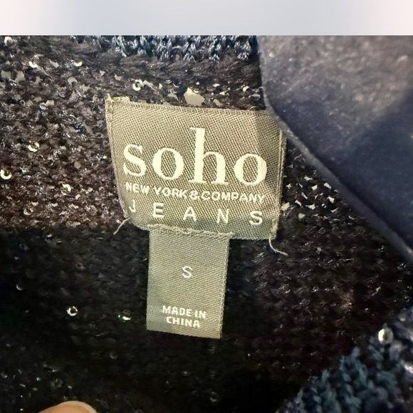 Sparkling Blue Knit Sweater with Bow Detail - Picture 2 of 2